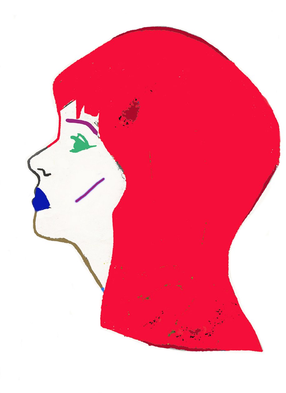 Tête rouge, 2017 (feutre et photoshop sur papier) - Daisy de Villeneuve