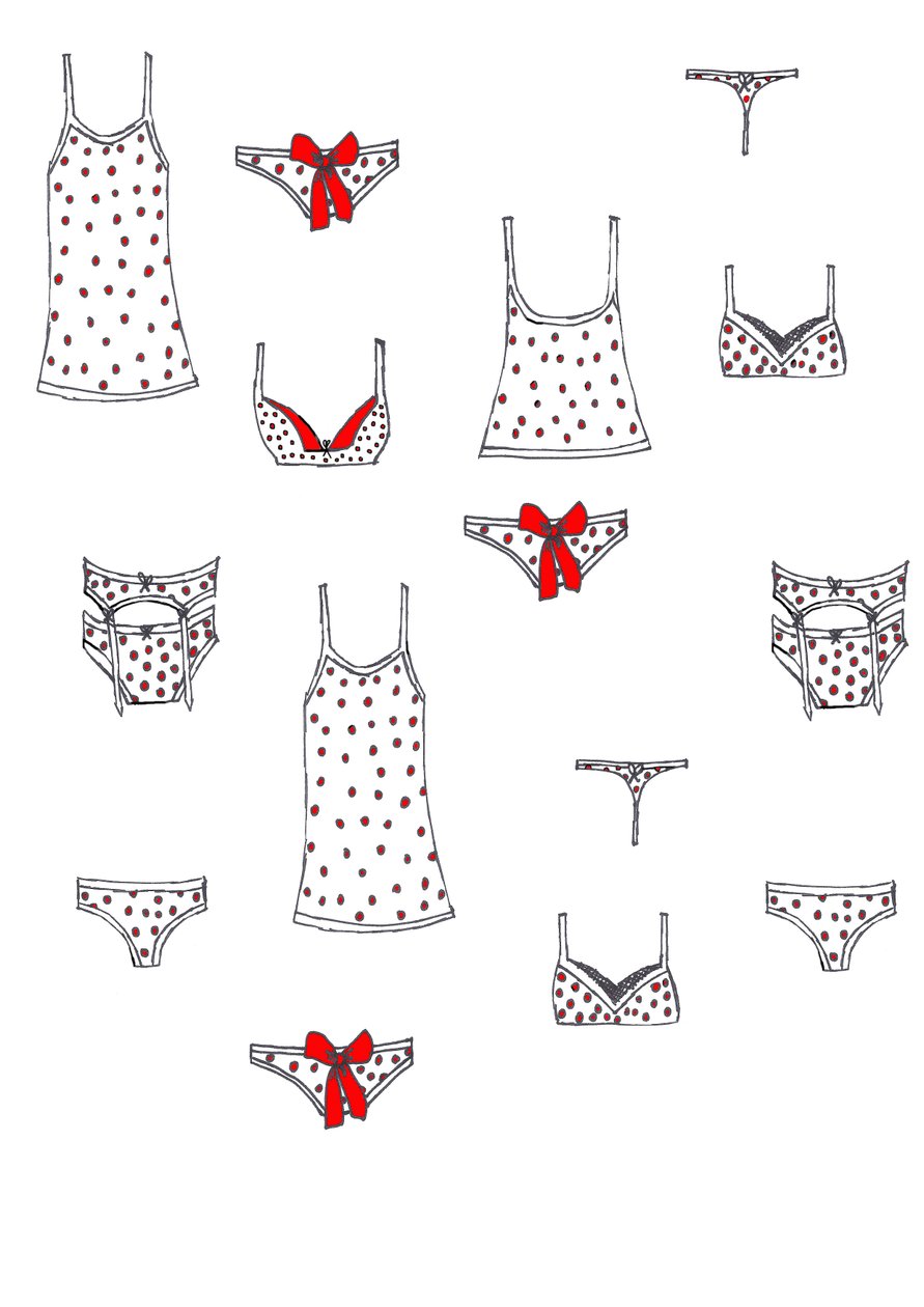 Sous-vêtements (feutre sur papier) - Daisy de Villeneuve