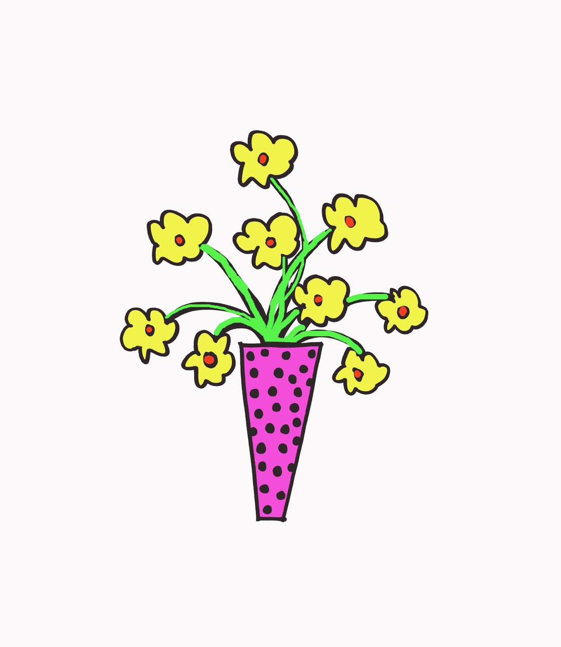Vase de fleurs (stylo sur papier et Photoshop) - Daisy de Villeneuve