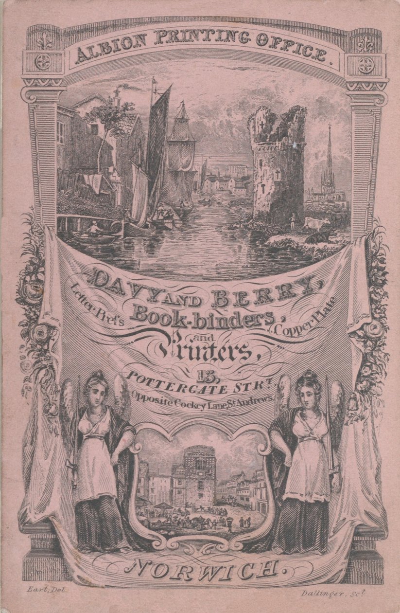 Carte de visite pour Davy et Berry, relieur et imprimeur - Dallinger