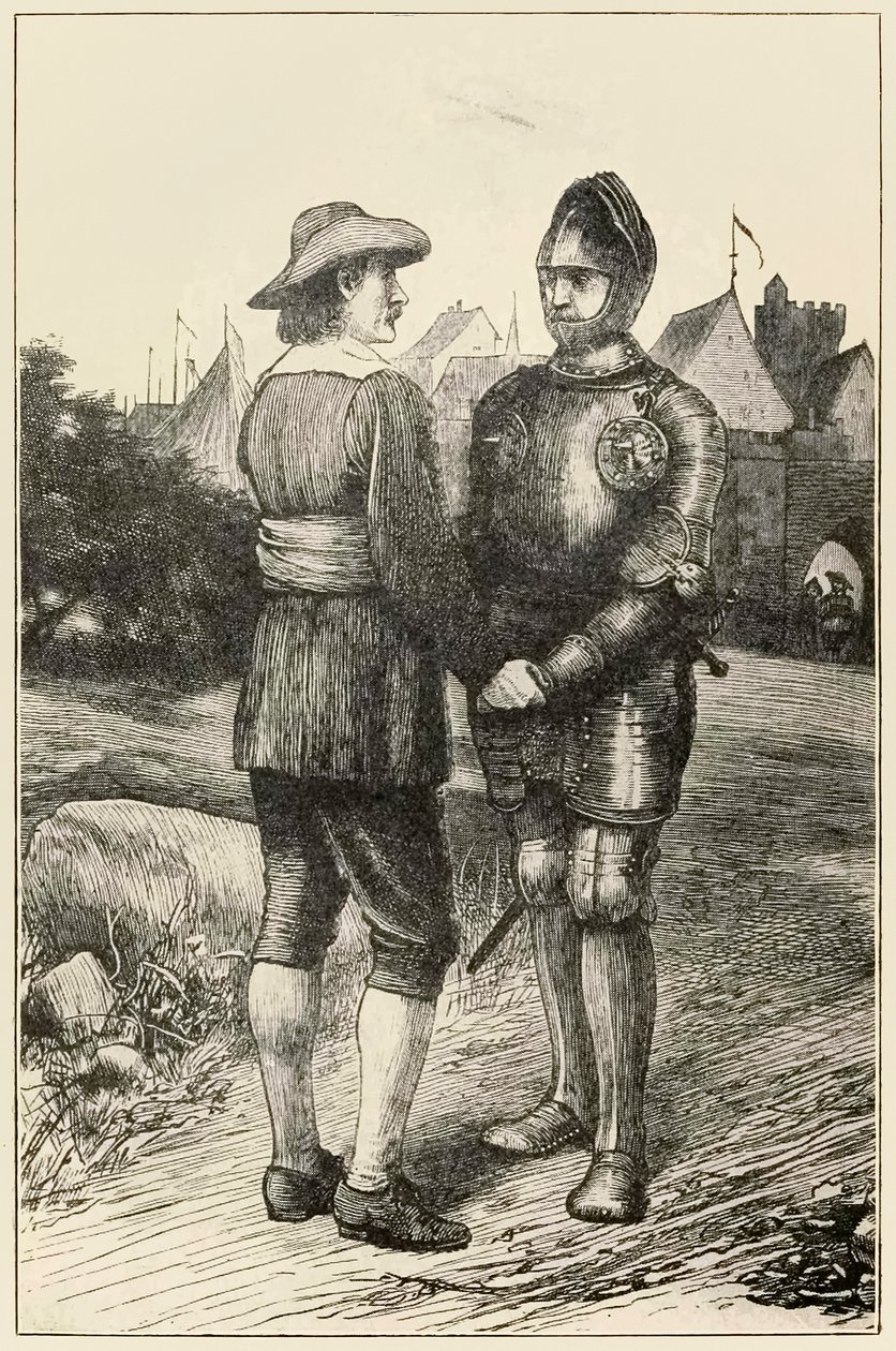Hopeful et Christian de The Pilgrims Progress From This World, To That Which Is To Come par John Bunyan (1628-1688) illustration par Thomas Dalziel (1823-1906) Hopeful de la ville de Vanity rejoint Christian - Dalziel Brothers