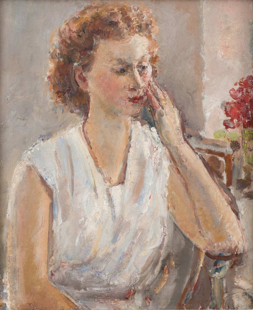 Fille aux cheveux rouges, de la baie de Robin des Bois, vers 1944-45 (huile sur toile) - Dame Ethel Walker