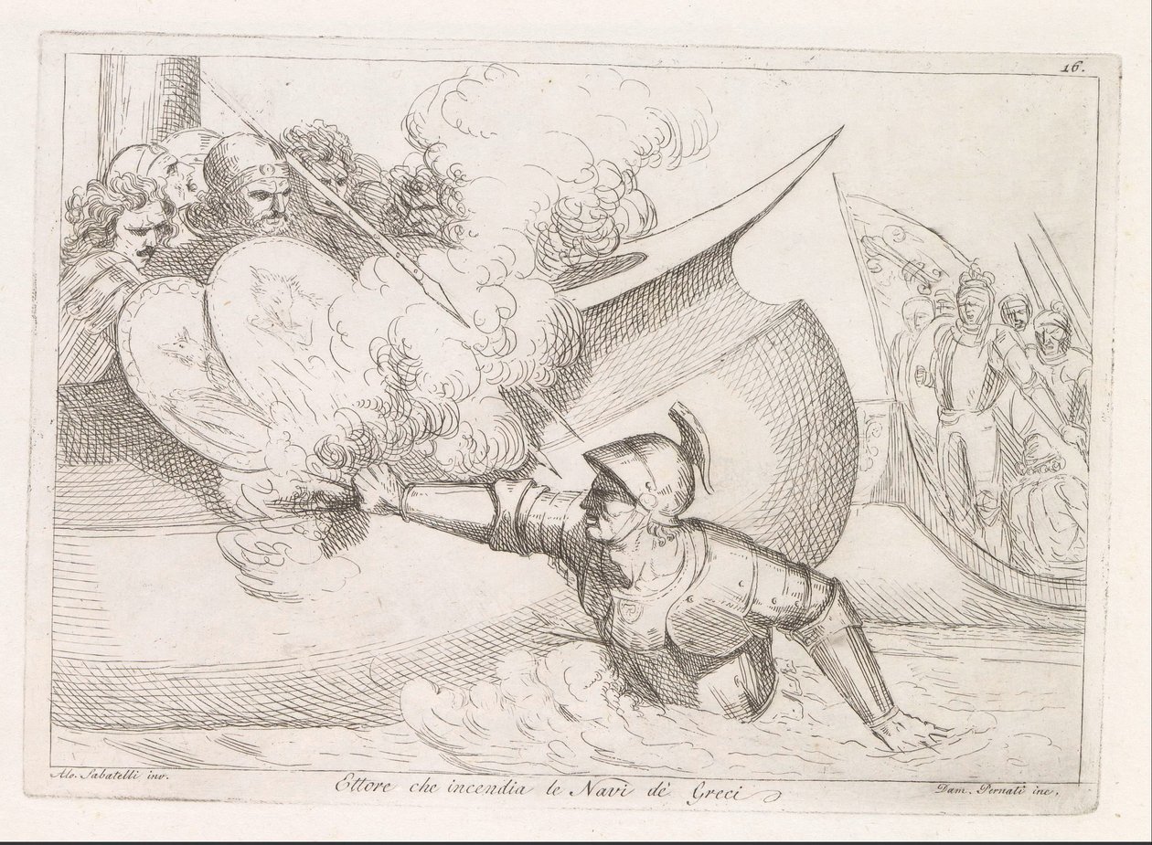 Hector incendie les navires grecs - Damiano Pernati