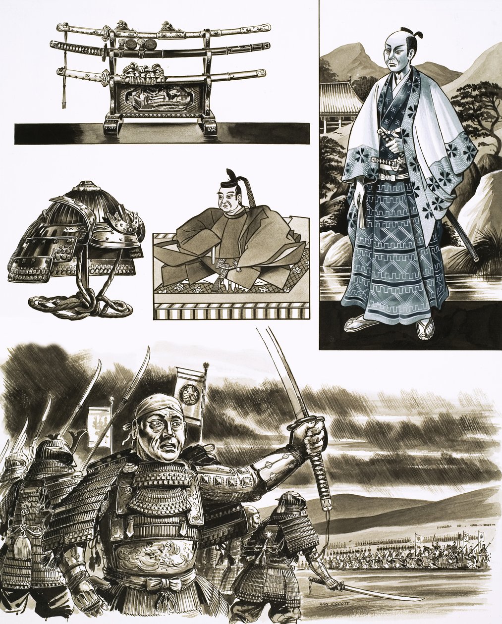Le métier de samouraï est le vol et la violence (gouache sur papier) - Dan Escott