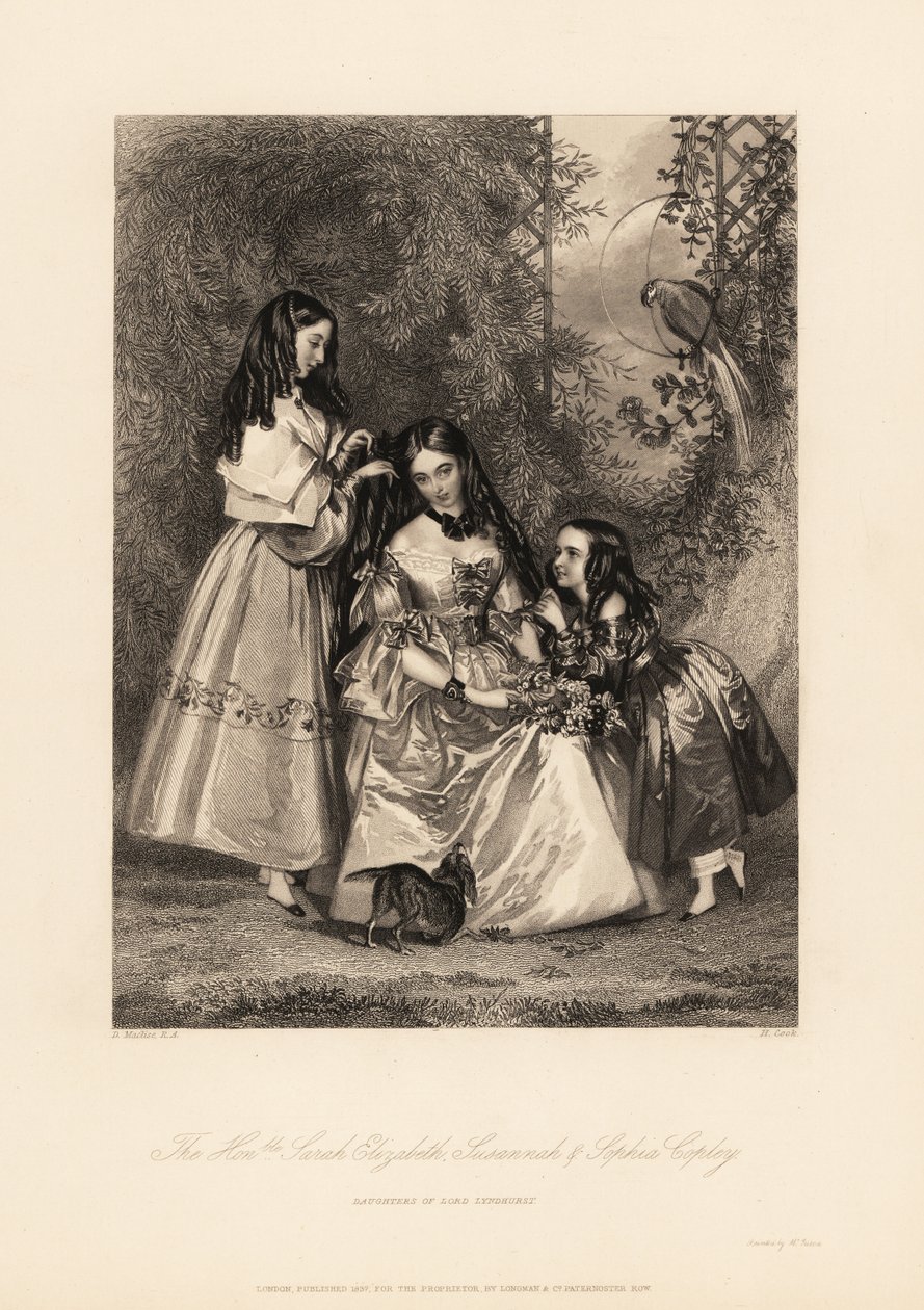Sarah Elizabeth, Susannah et Sophia Copley, filles de John Copley - Daniel (after) Maclise