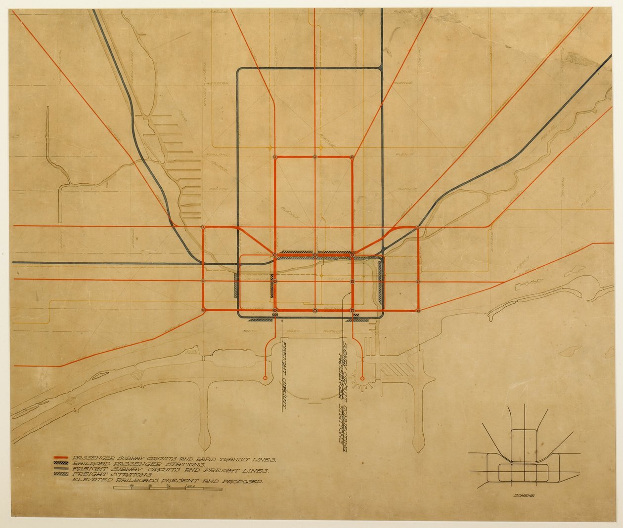 Planche 75 du Plan de Chicago : Chicago. Diagramme de la ville, montrant le système complet - Daniel Burnham