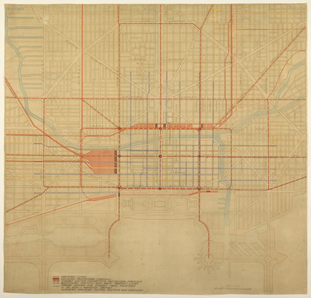 Planche 80 du Plan de Chicago, 1909 : Chicago. Diagramme du centre-ville, montrant le projet... - Daniel Burnham