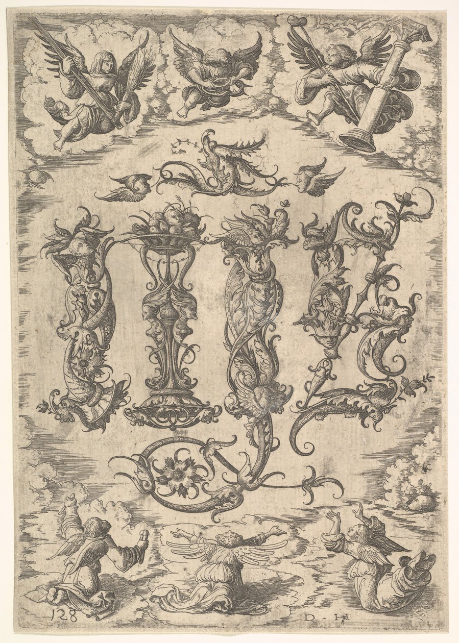 Monogramme IHS entouré de six anges, vers 1485-1536 - Daniel Hopfer