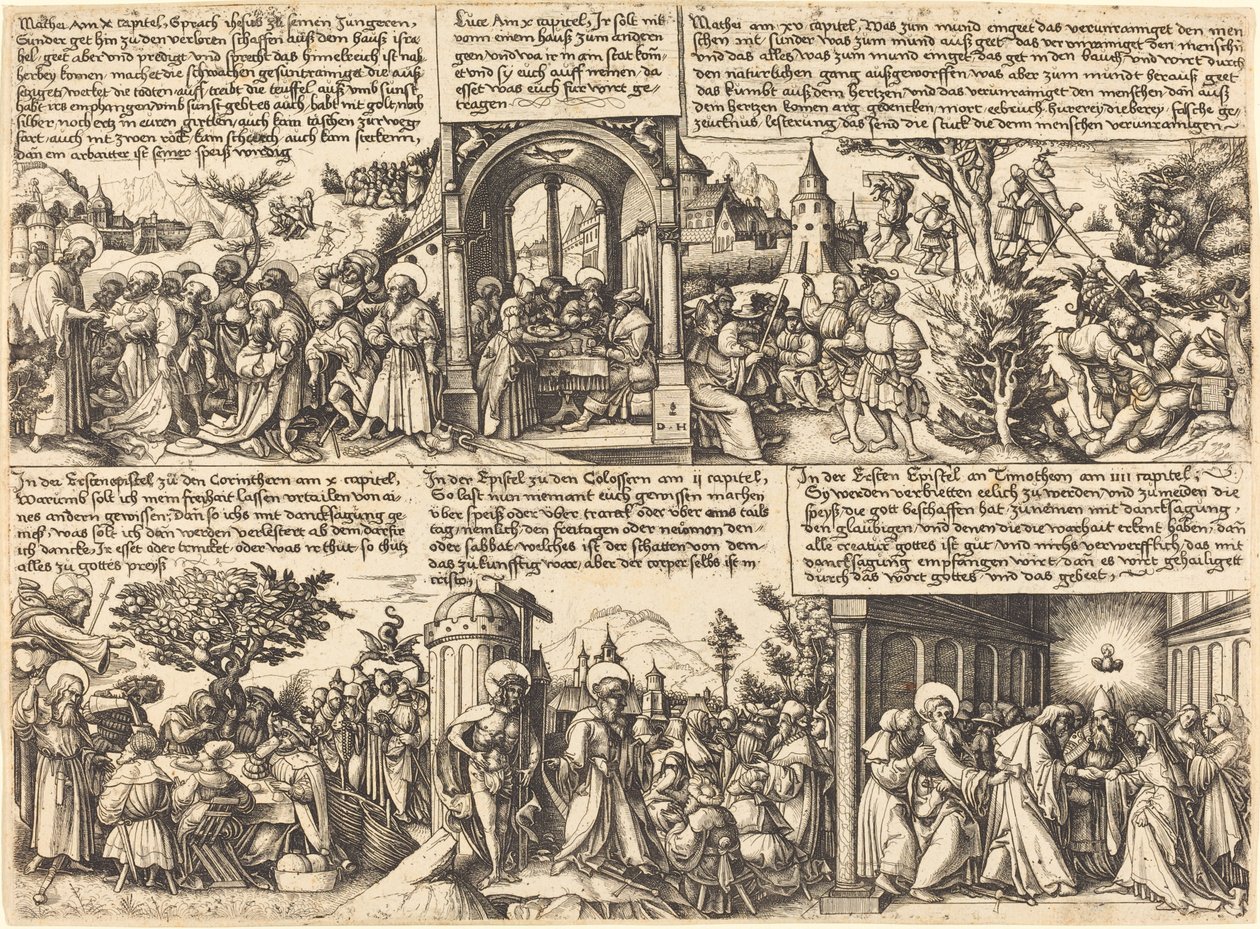 Jésus-Christ donnant la mission aux apôtres et autres scènes du Nouveau Testament - Daniel Hopfer