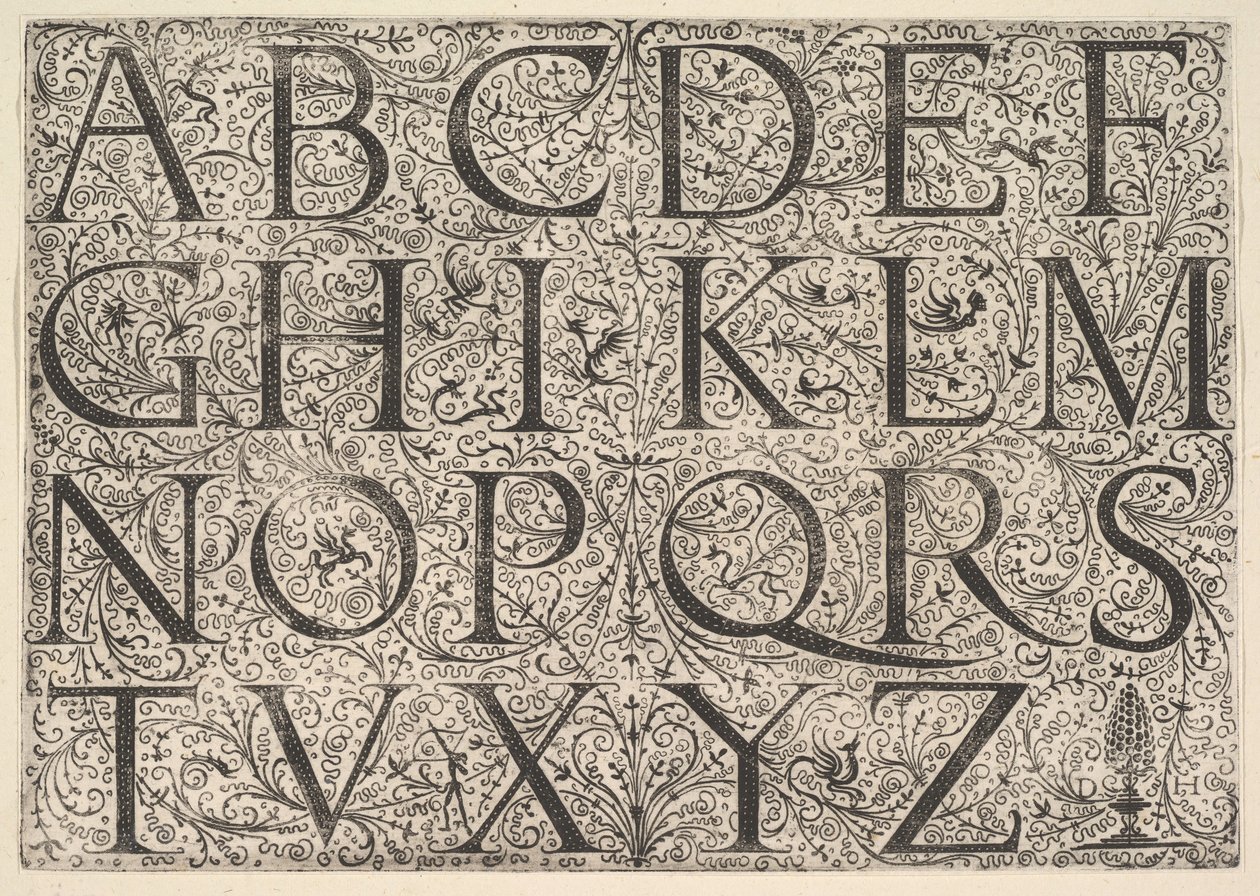 Alphabet majuscule romain, vers 1520 - Daniel Hopfer