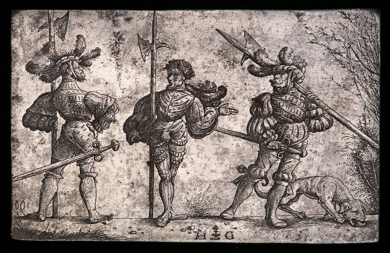 Trois soldats allemands armés de hallebardes - Daniel Hopfer