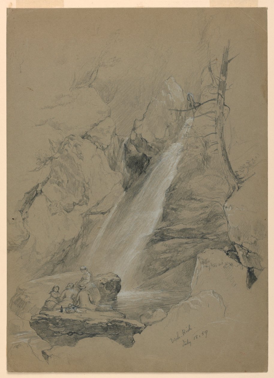 Dessin, chutes de Bash-Bish, South Egremont, Massachusetts, 18 juillet 1859 - Daniel Huntington