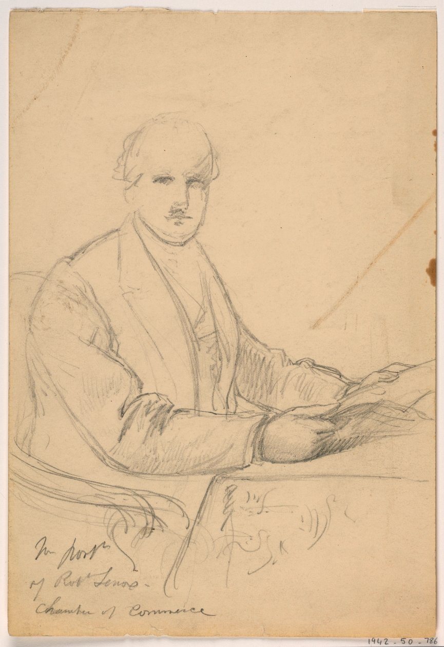 Dessin, Robert Lenox assis à un bureau pour la Chambre de commerce Portrait, 1865 - Daniel Huntington