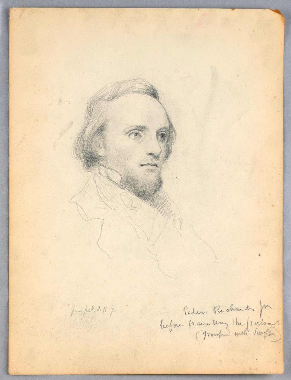 Dessin, Esquisse de la tête de Peter Richards pour son portrait, 1849 - Daniel Huntington