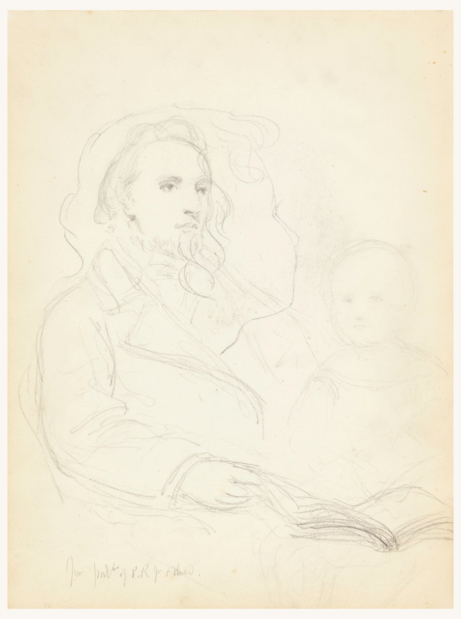 Dessin, esquisses pour "Lesson of Charity" et portrait de Peter Richards, Jr, 1849 - Daniel Huntington