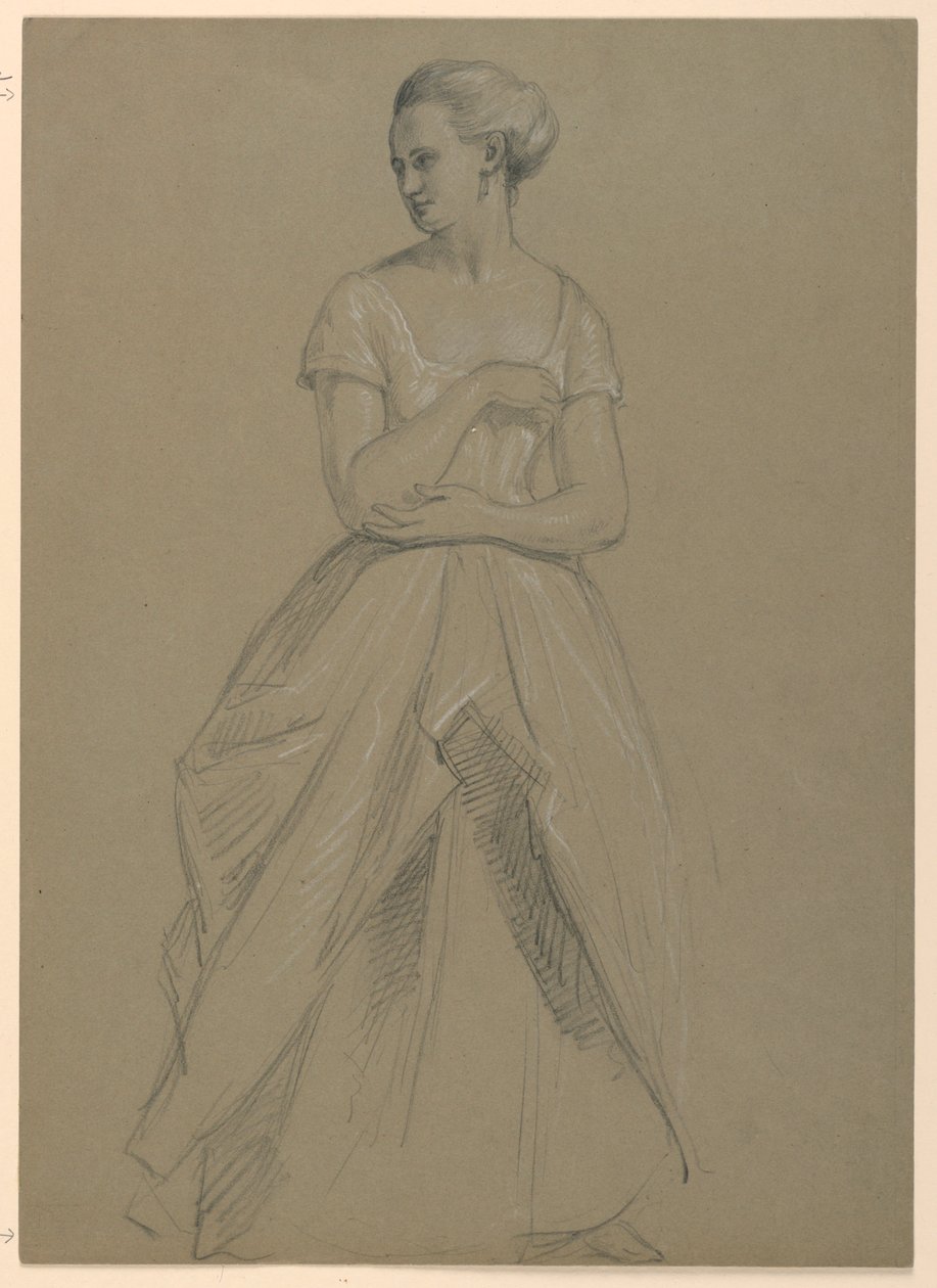 Dessin, étude pour la "Réception de Martha Washington", 1860 - Daniel Huntington