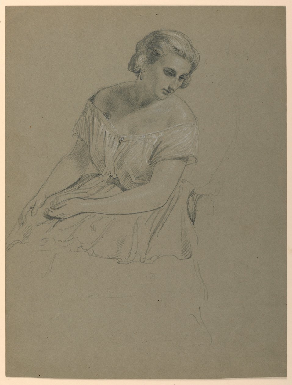 Dessin, étude pour la "Réception de Martha Washington", 1860 - Daniel Huntington