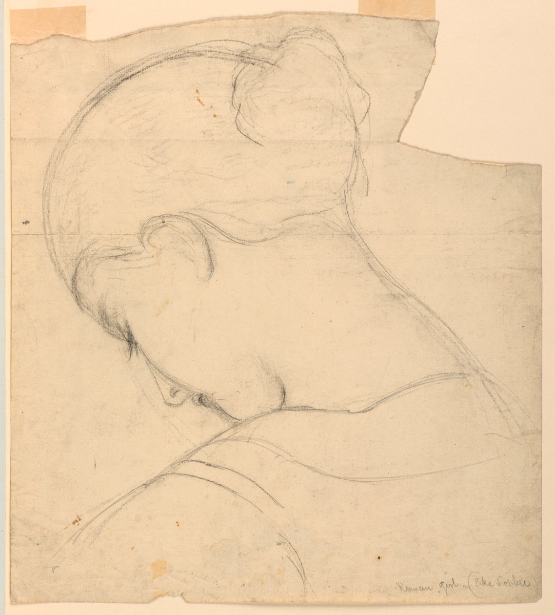 Dessin, étude pour "Roman Girl", tête de femme, 1841 - Daniel Huntington