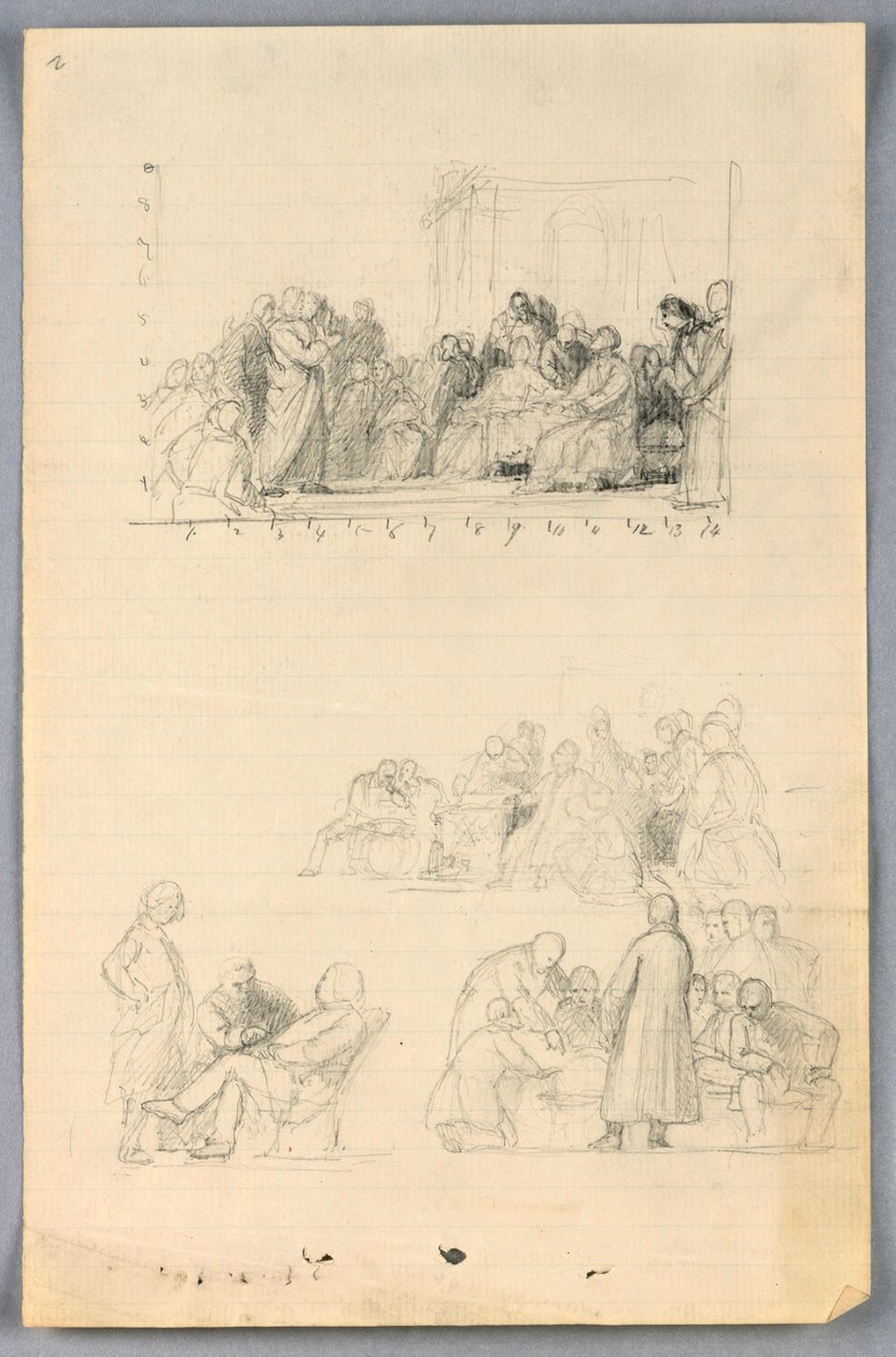 Dessin, étude pour le "Groupe scientifique", 1858 - Daniel Huntington