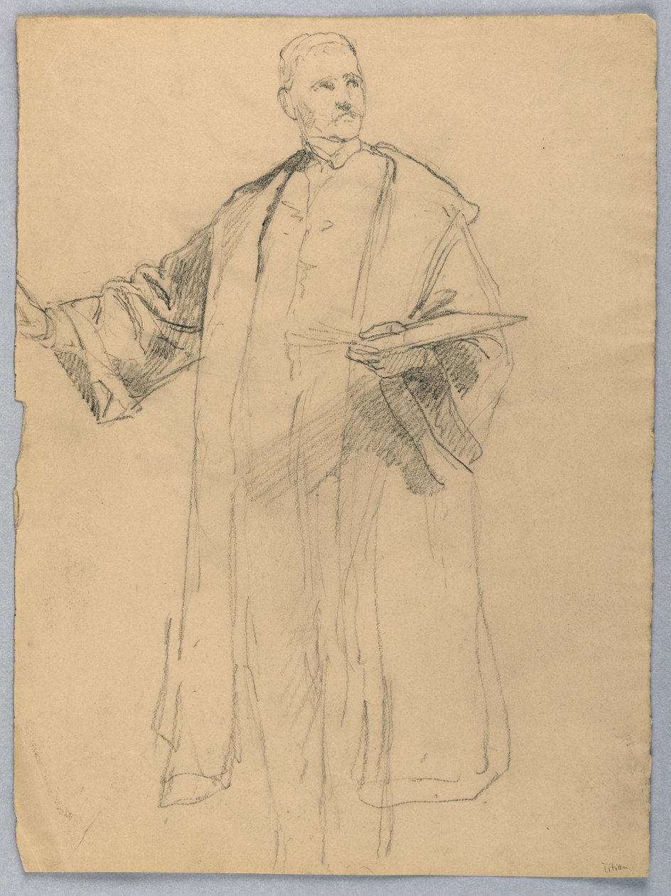 Dessin, étude pour "Titian Showing", 1872 - Daniel Huntington