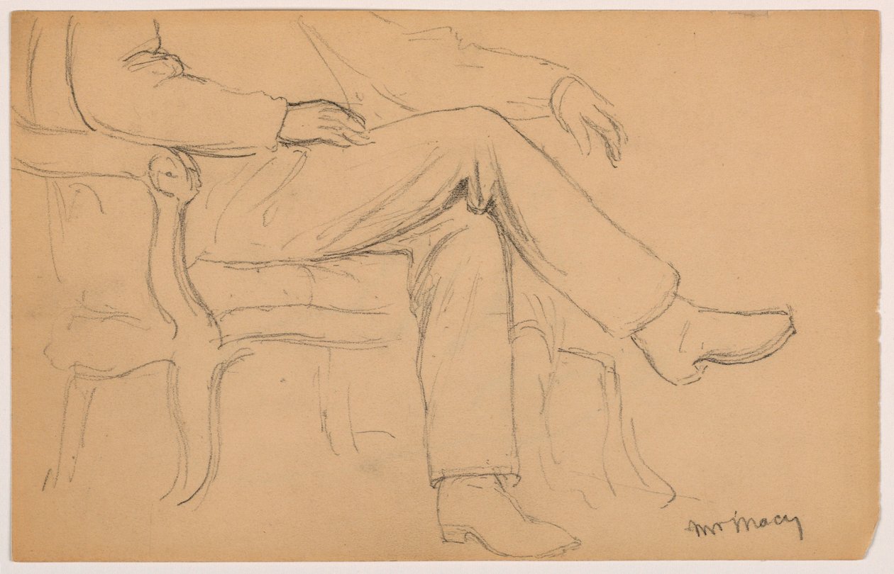 Dessin, William H. Macy assis, bas du corps ; verso : main droite, 1884 - Daniel Huntington