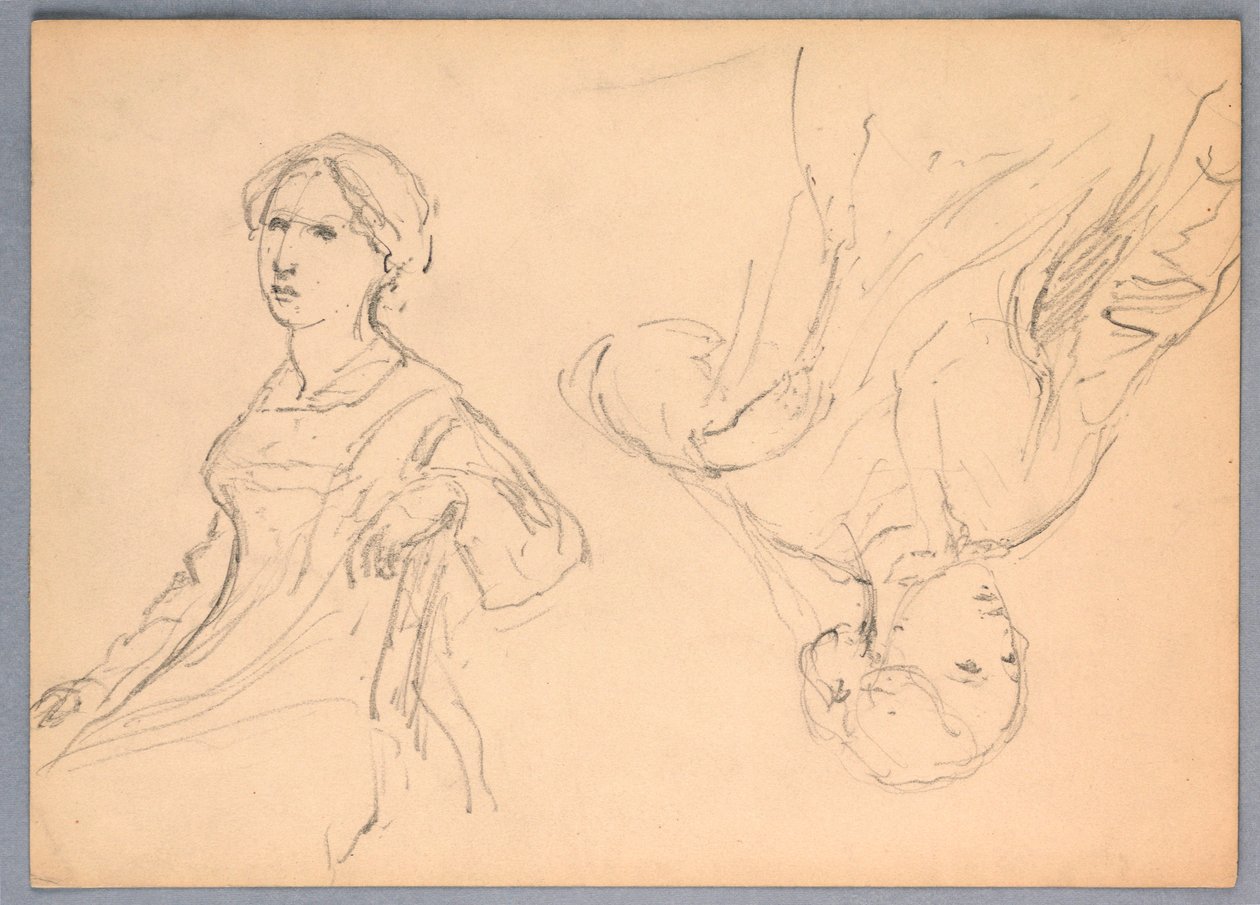 Dessin, Femme assise, deux études, 1870 - Daniel Huntington