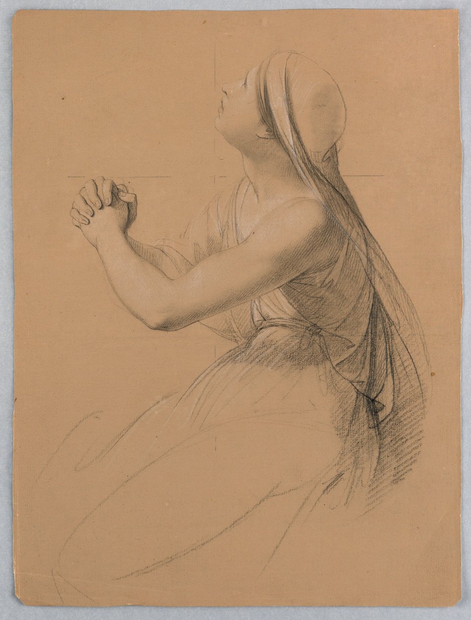 Étude de femme priant pour "Communion des malades" - Daniel Huntington