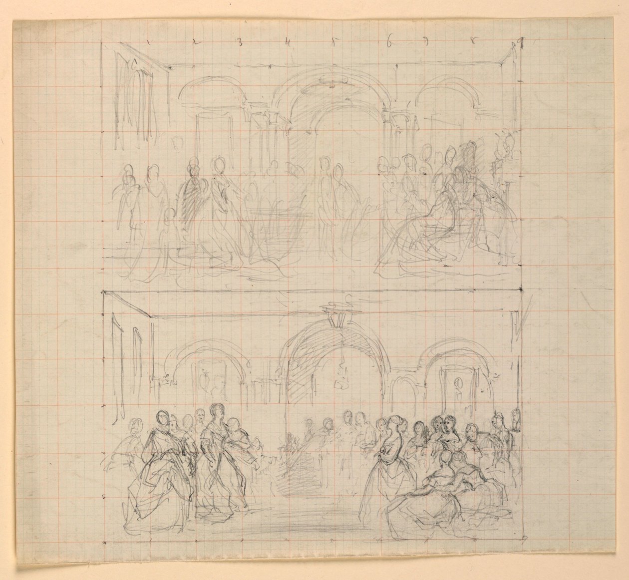 Deux Compositions de Figures pour la Peinture "La Cour Républicaine" (Jour de Réception de Lady Washington) - Daniel Huntington