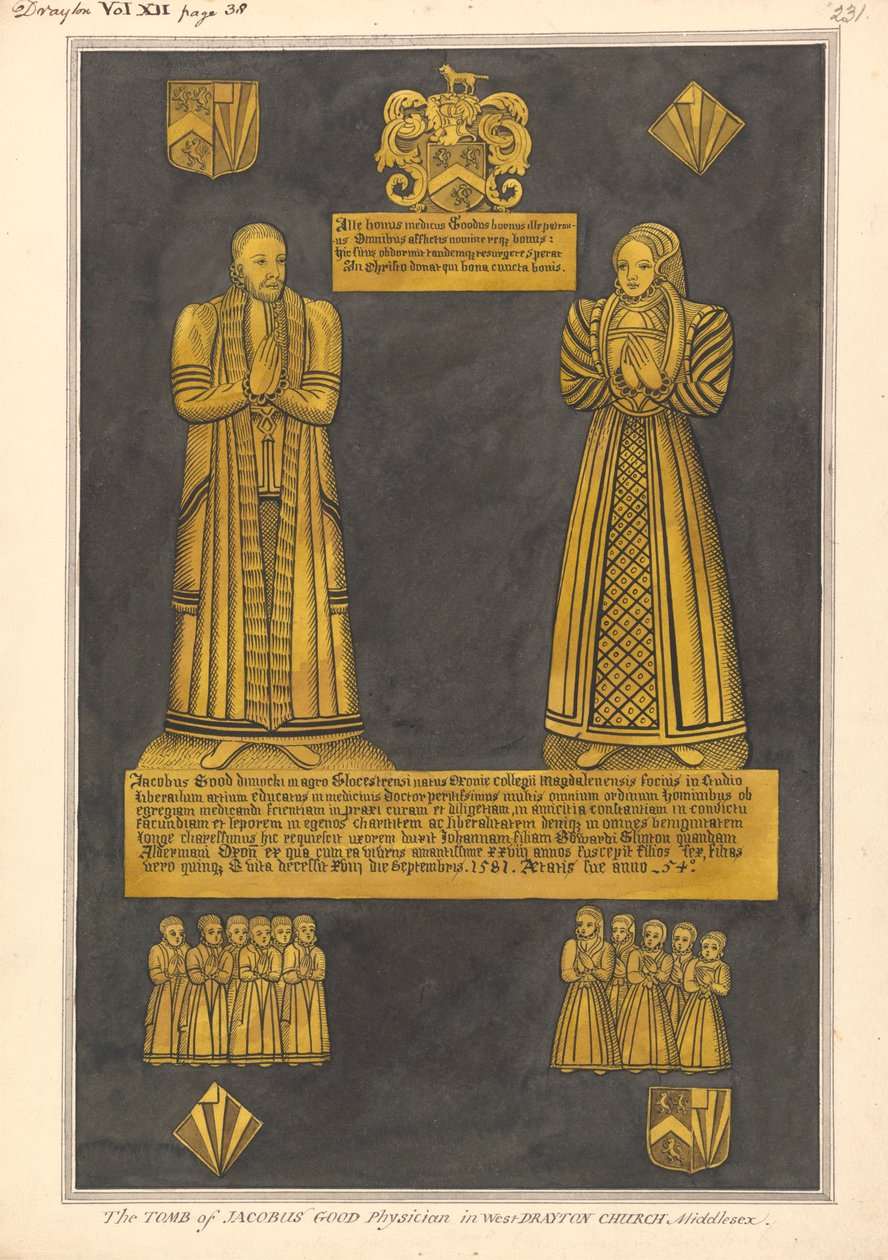 Plaque de laiton pour le Dr James Goode et sa femme Joan, fille d
