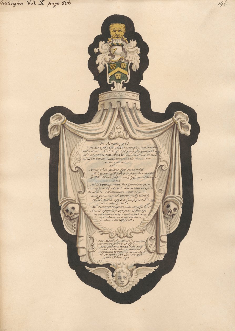 Mémorial de Thomas Fitch, Mme Martha Fitch, Mme Martha Webb, Mme Judith Hawkes et Katherine Webb de l