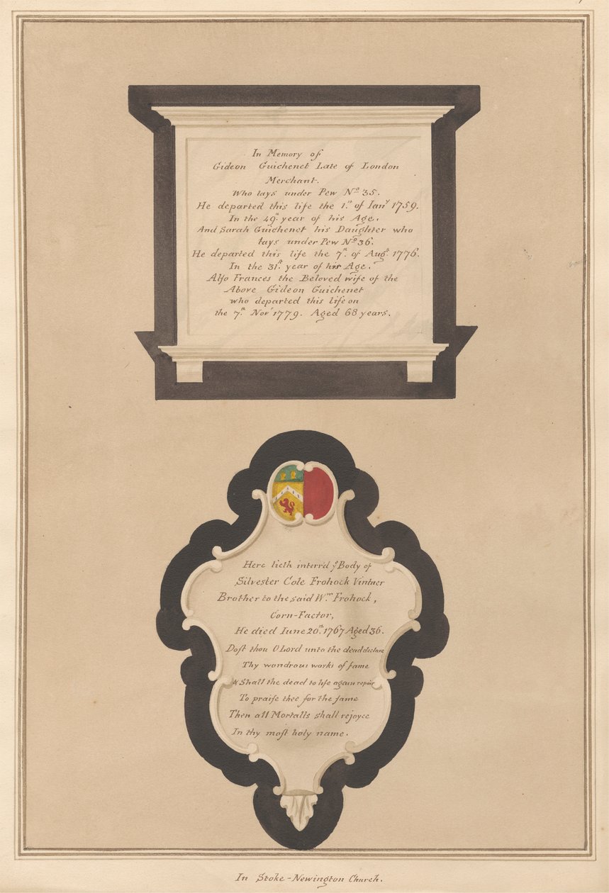 Mémorial à Gideon et Frances Guichenet et leur fille Sarah ainsi qu