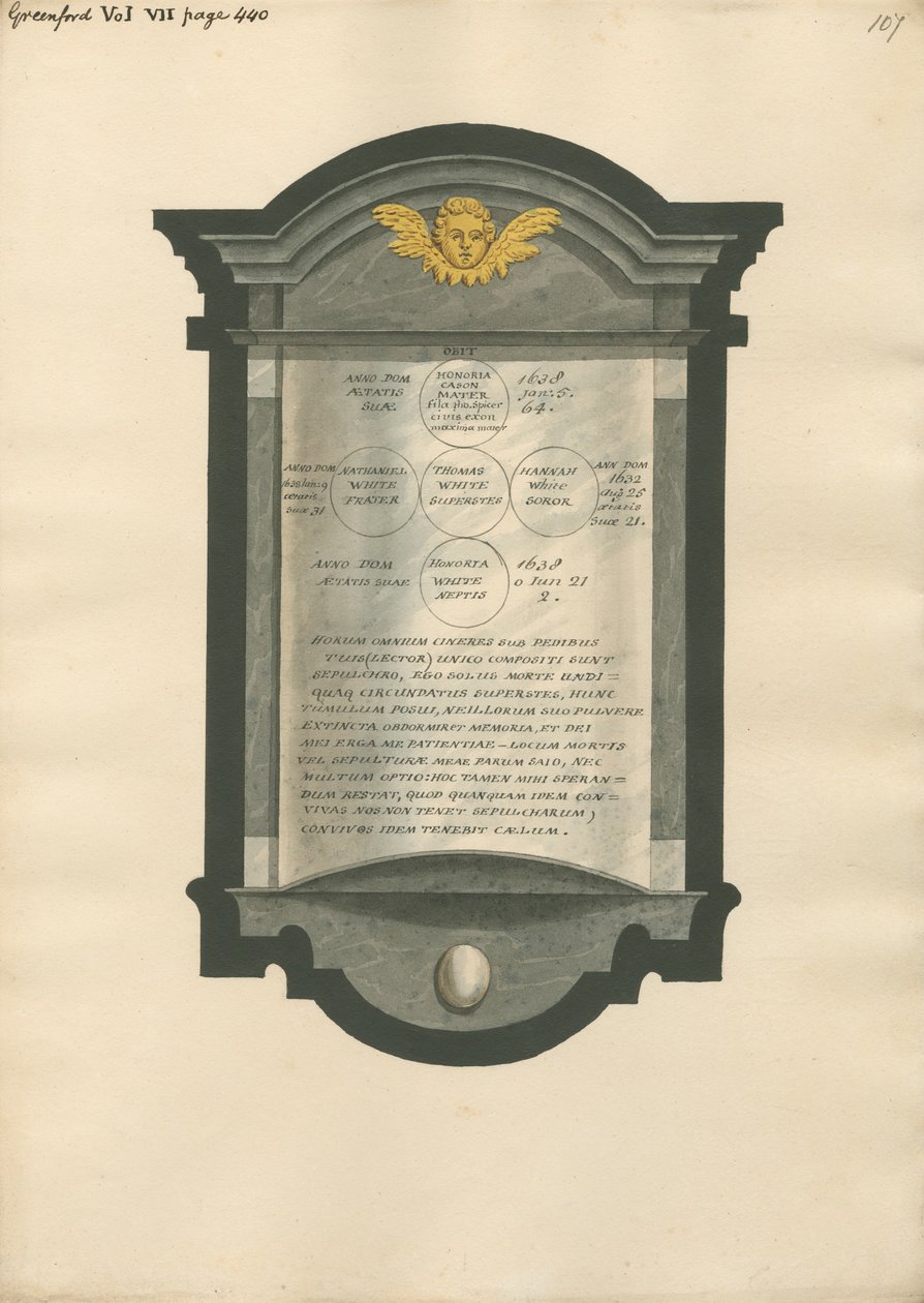 Mémorial à Honoria Cason, Nathaniel, Thomas, Hannah et Honoria White de l