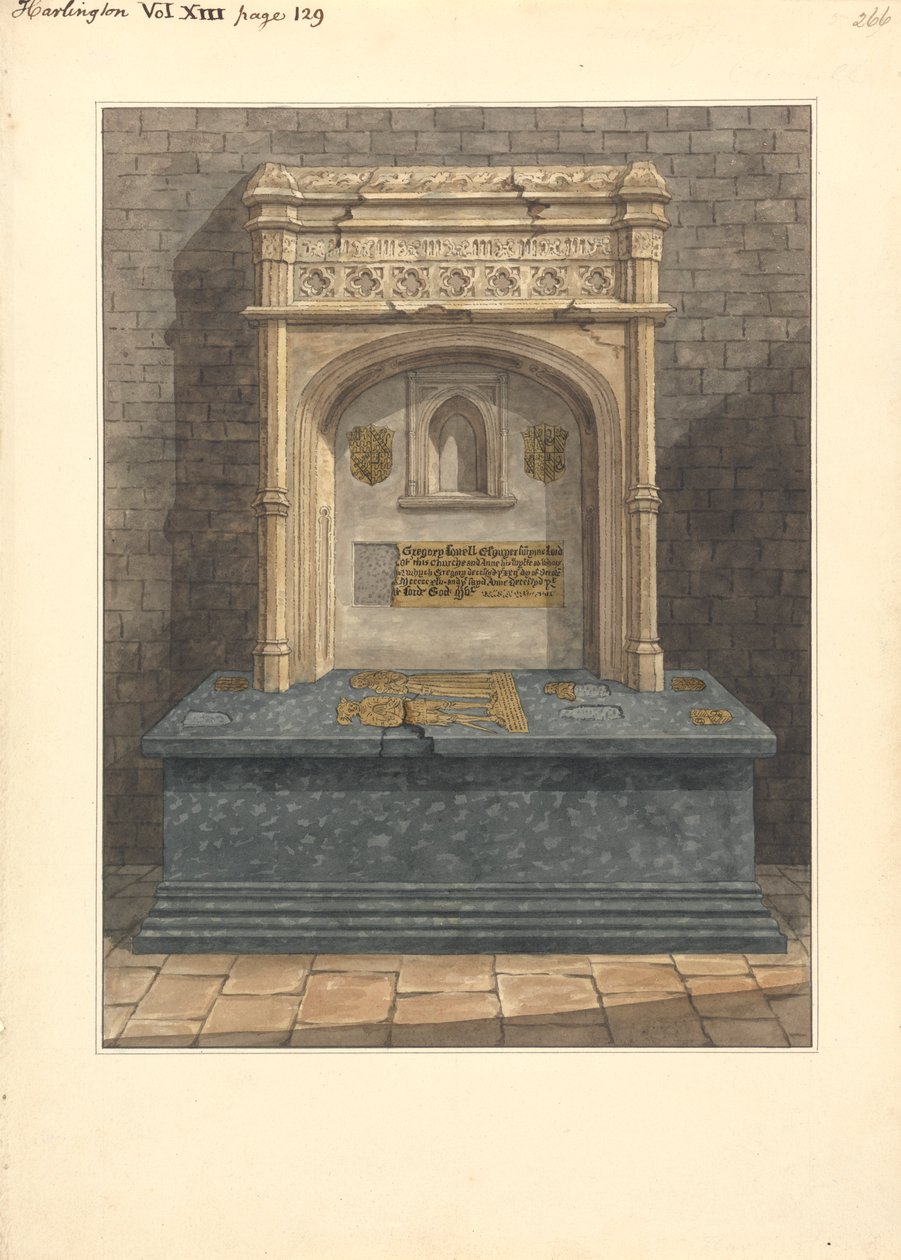 Tombe de Gregory Lovell et de sa femme Anne, église de Harlington - Daniel Lysons