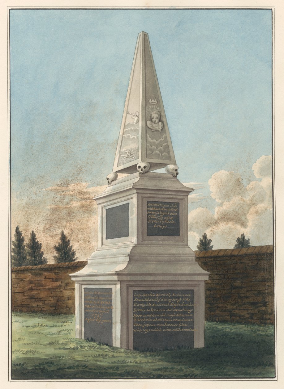 Tombe de Nathaniel Wickham, du cimetière de West Ham - Daniel Lysons