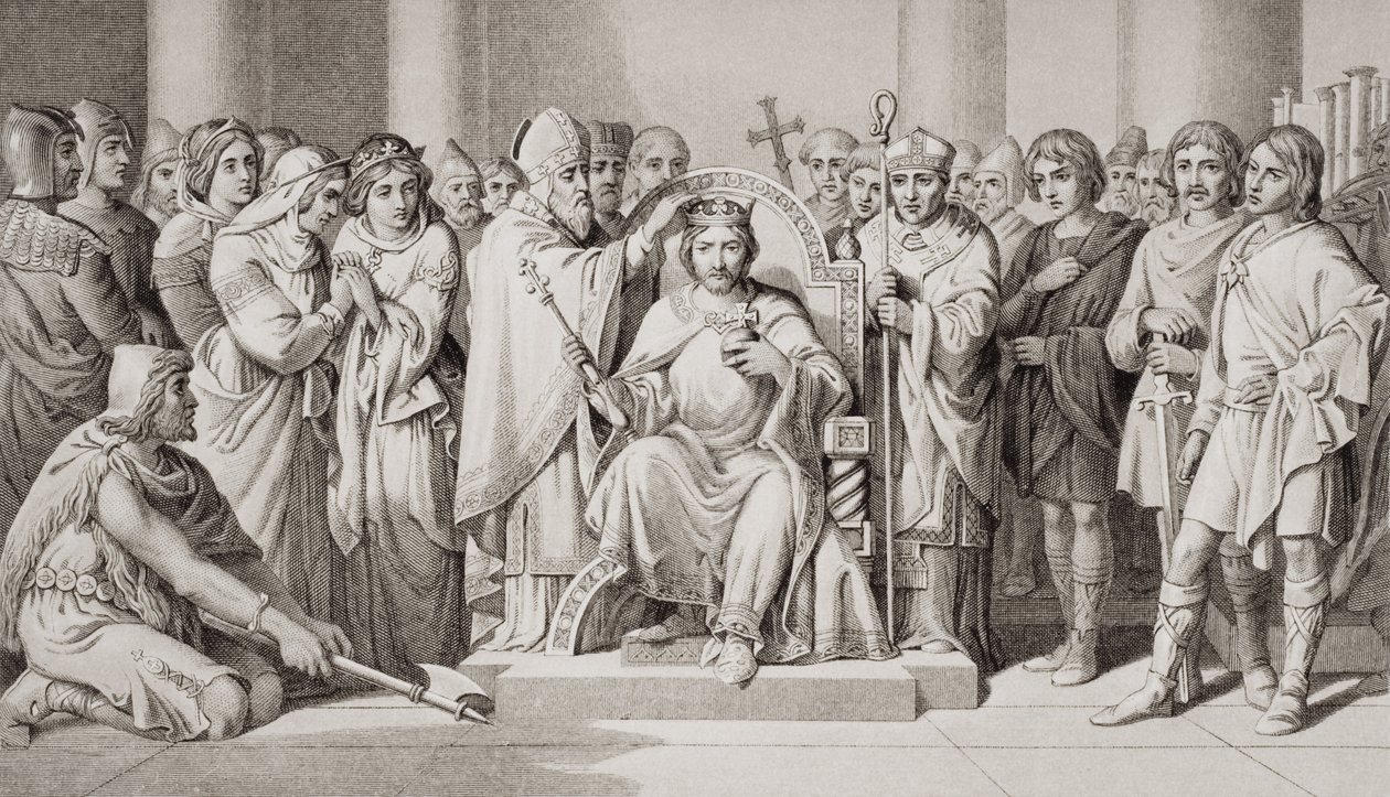 Couronnement de Harold II (vers 1022-66) Roi des Anglo-Saxons en 1066, de 
