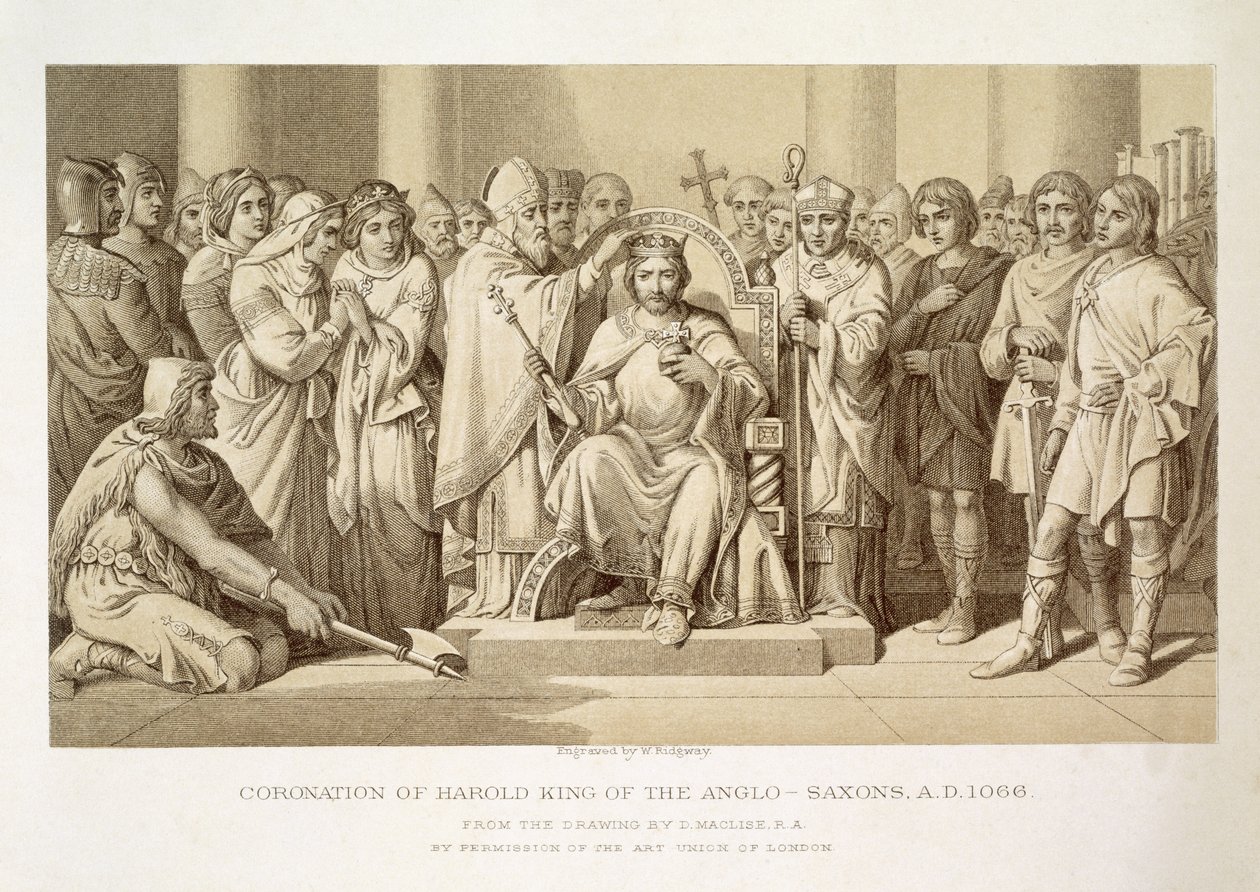 Couronnement de Harold, roi des Anglo-Saxons, gravé par W. Ridgeway - Daniel Maclise