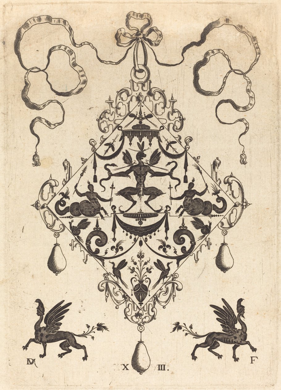 Grand Pendentif, Créature Fantastique Ailée Tenant Deux Serpents - Daniel Mignot