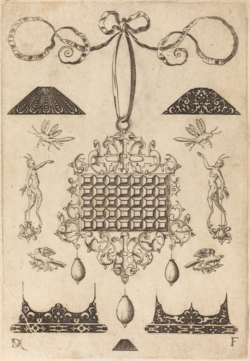 Grand pendentif avec carré de 35 pierres plates - Daniel Mignot