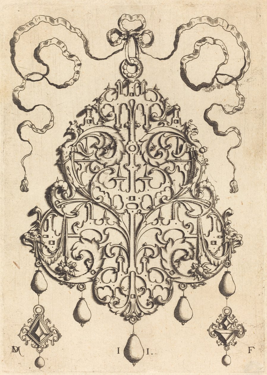 Grand Pendentif en Orfèvrerie avec Deux Boucles d