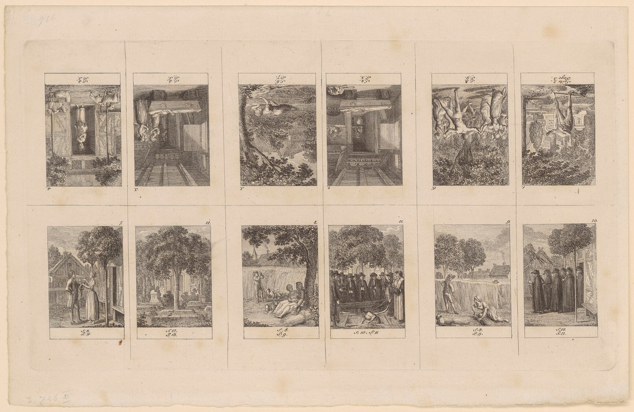 12 planches illustrant « Élégie sur une paysanne » de Holty - Daniel Nikolaus Chodowiecki