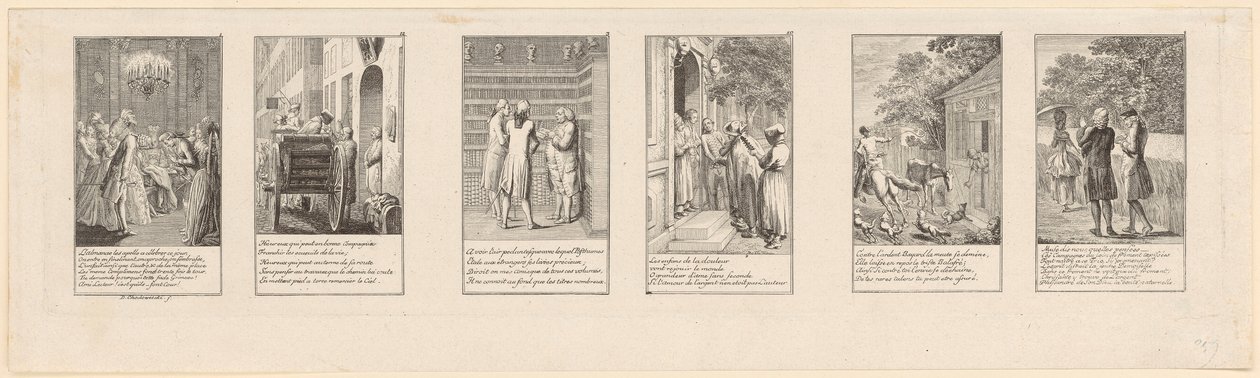 6 des 12 planches à contenu moral et satirique, partie 1 - Daniel Nikolaus Chodowiecki