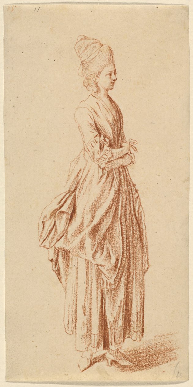 Une dame debout en robe de jour - Daniel Nikolaus Chodowiecki