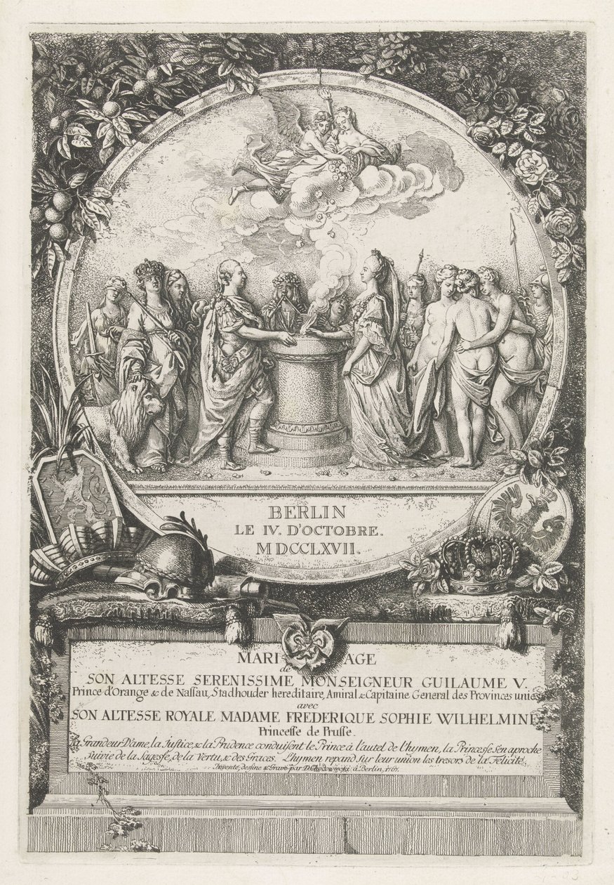Allégorie sur le mariage de Guillaume V et Wilhelmine de Prusse, 1767 - Daniel Nikolaus Chodowiecki