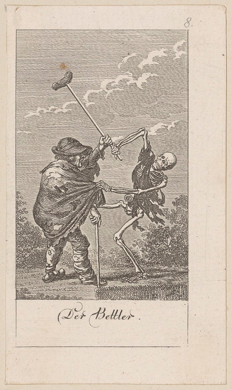 Mendiant, planche 8 de la série «La Danse de la mort» - Daniel Nikolaus Chodowiecki