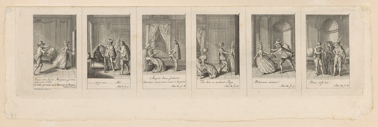 Feuilles 1 à 6 du « Mariage » de Figaro - Daniel Nikolaus Chodowiecki
