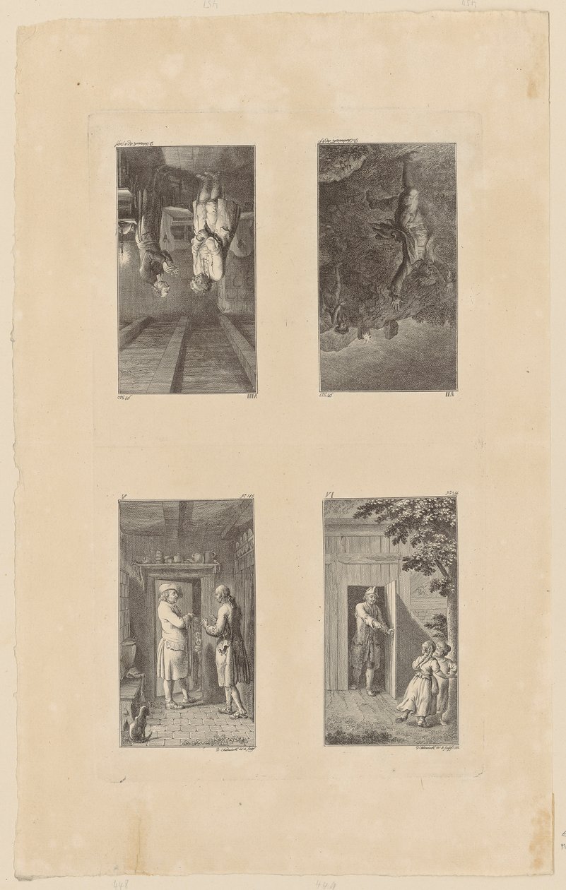 Pages 5 à 8 de *Lienhard et Gertrud* de Pestalozzi - Daniel Nikolaus Chodowiecki