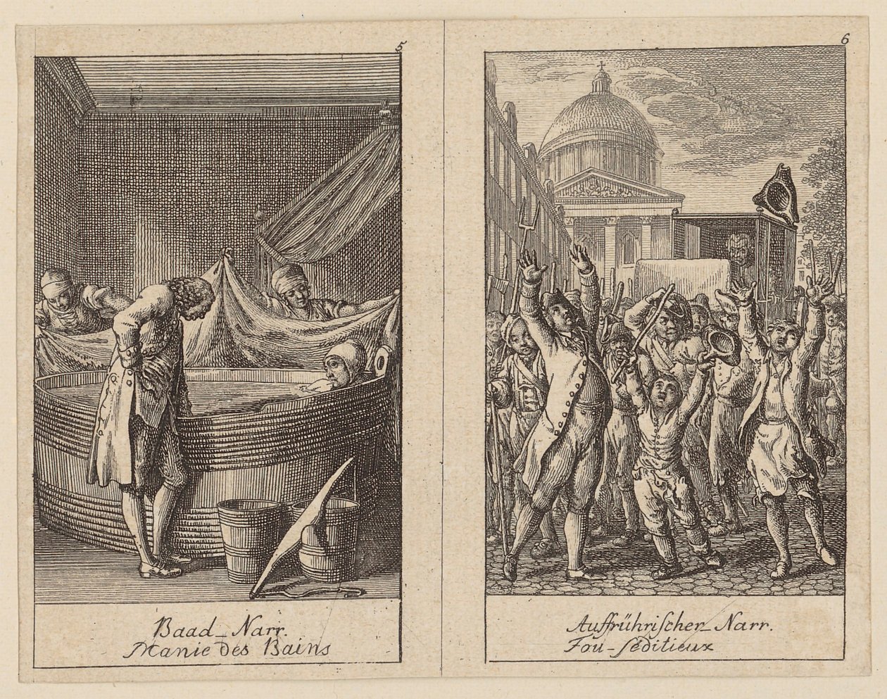 Fiches 5 et 6 sur le *Centifolium Stultorum*, « Folies » - Daniel Nikolaus Chodowiecki