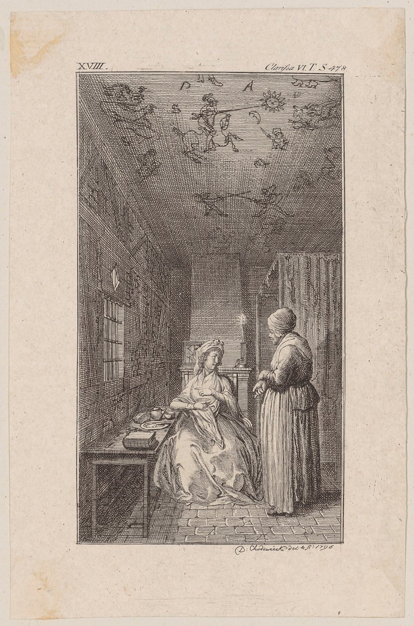 Clarisse en prison - Daniel Nikolaus Chodowiecki