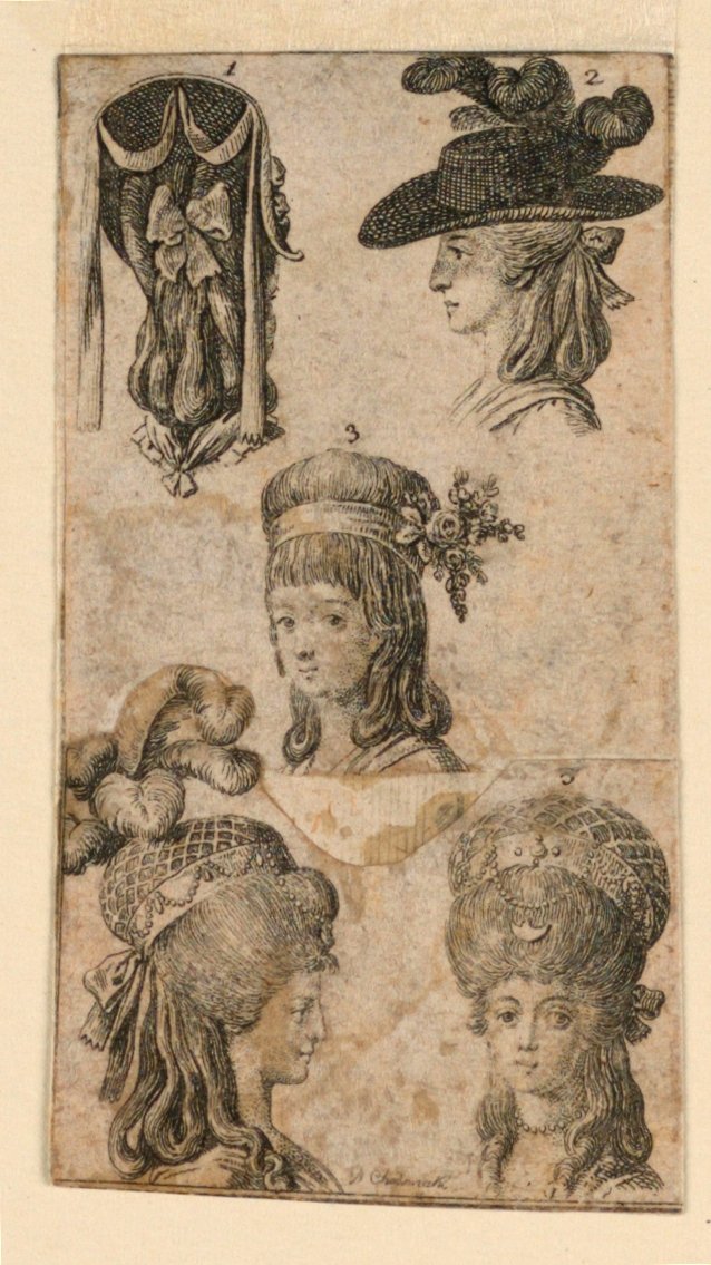 Cinq coiffures pour femmes, deux fragments d