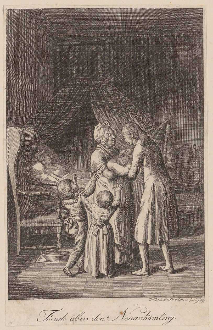 Joie pour le nouveau-né [Accouchement] - Daniel Nikolaus Chodowiecki
